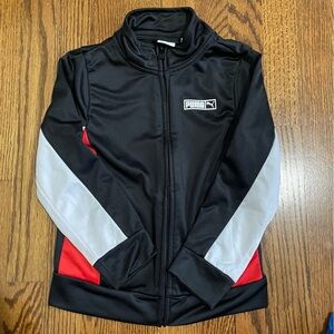 Puma Boys Athletic Full Zip Jacket Black Red White Size‎ 5